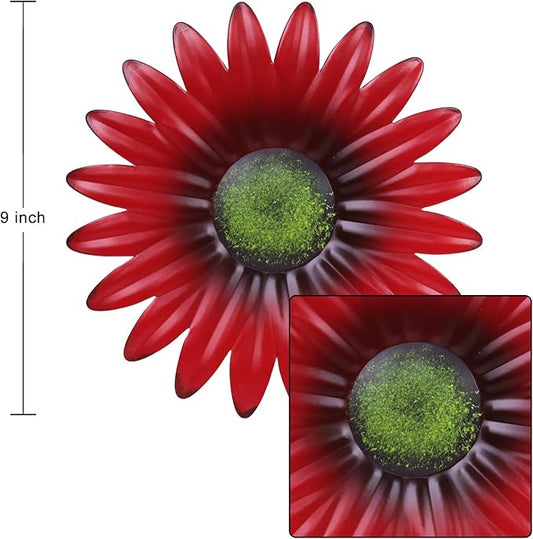 hogardeck Metal Flower Wall Decor for Indoor Outdoor, Kitchen Decor Floral Metal Wall Art, Wall Decor for Bathroom, Living Room, Porch, Garden, Yard, Backyard (3 Pcs 9'' )