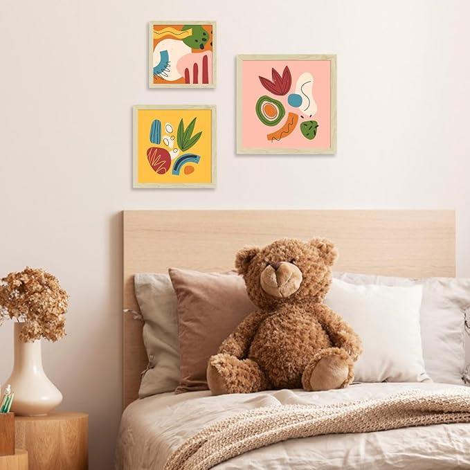 HEART ART 10x10 Natural Wood Picture Frame Set of 9,Display Pictures 6x6 with Mat or 10 x 10 without Mat,Multi Collage Gallery Square Photo Frames for Wall