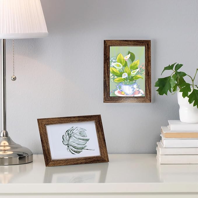 xnlkros 12 pack assorted gallery wall picture frame,rustic farmhouse wood picture frames multiple sizes including 4x6, 5x7, 8x10, 11x14, Ideal for living room hanging or tabletop display,Brown