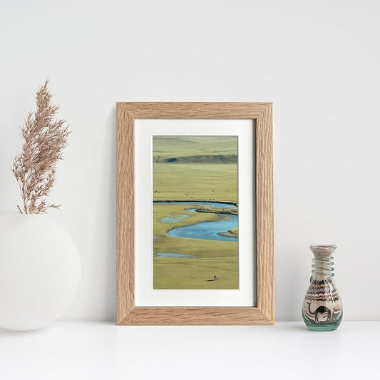 4x6 Picture Frame, Solid Oak Wood 4x6 Picture Frames with Mat to 3x5(Openning Size is 2.75x4.75), Natural Oak 6x4 Frame, Set of 2