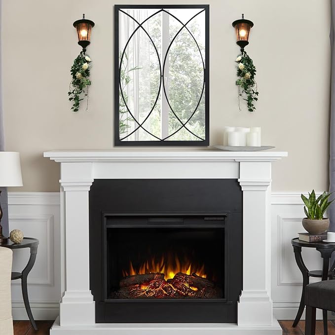 HQiJun Black Rectangle Wall Mirror, Farmhouse Decorative Mirror for Entryway, Living Room, Bedroom, Hallway, Fireplace, Accent Wall Decor (Black2, 30'' x 20'')