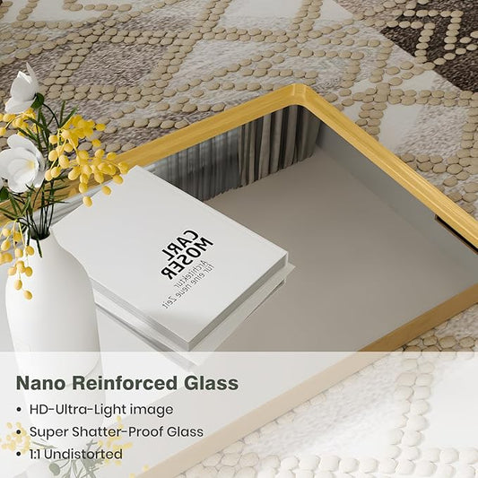 Anpark Rectangle Mirror Full Length 30" x 71" Large Floor Mirror Gold Shadow Box Frame Wall-Mounted Hanging Wall for Home Decor Leaning Wall Full Body Dressing Mirror for Closet Bedroom