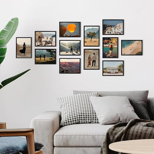 A ART·ZONE Black Picture Frames 5x7-18 Pack Photo Frame Set for Wall Decor & Tabletop Display, Minimalist Black Frame Collection