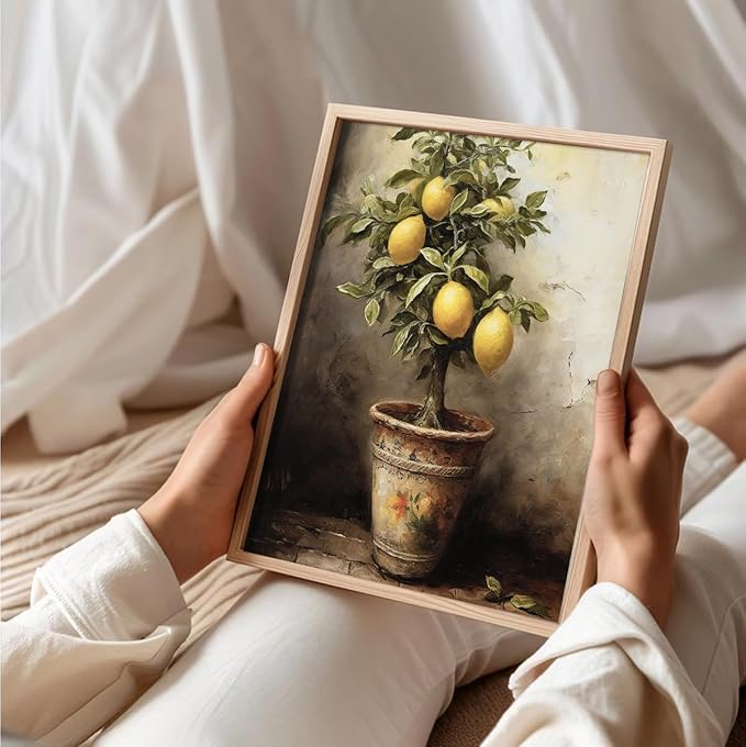 uniro Vintage Wall Art Prints, Vintage Lemons Tree Canvas Art Prints Painting, Antique Fruit Wall Art Picture, Rustic Kitchen Art Farmhouse Cottagecore Wall Decor for Kitchen, Dining Desktop Decor - ( 8" x 10"-UNFRAMED)