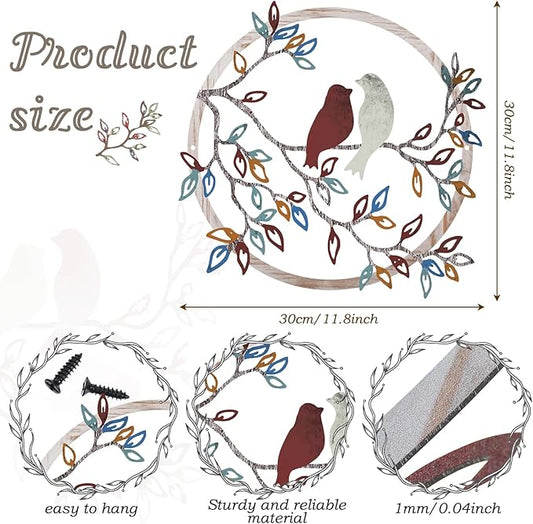 Ferraycle Metal Wall Art Bird on Tree Branch Silhouette Bird Hanging Ornament Porch Wall Decor for Living Room Outdoor Garden Bedroom Office Housewarming Party Decoration(Vintage Color)