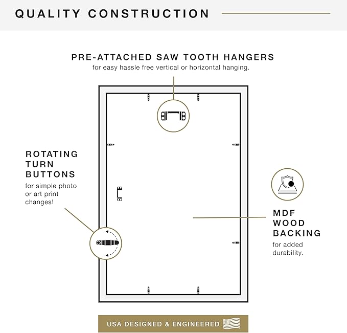 MCS Studio Gallery 16x24 Poster Frame Black Woodgrain Engineered Wood, Vertical & Horizontal Wall Hanging Large Picture Frame for Photos, Posters & Art Prints (1-Pack)