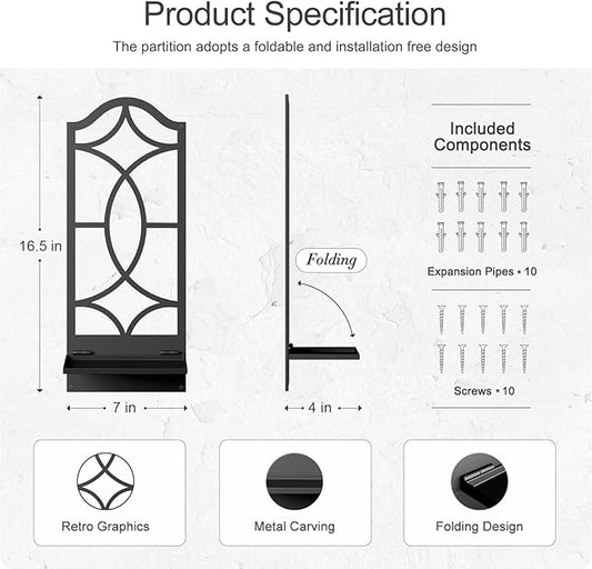 Candle Wall Sconces Set of 2, Black Metal Wall Art Decor for Living Room, Dining Room, Bedroom, Bathroom (16.5 x 7 in)