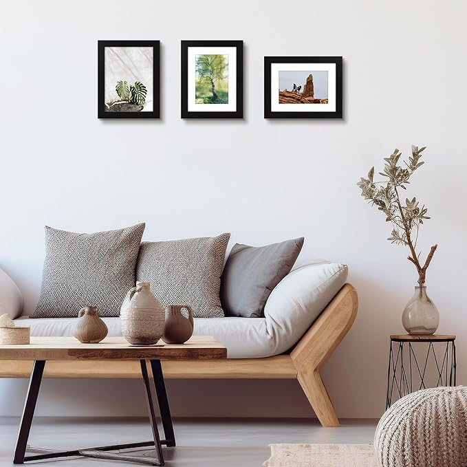 Golden State Art, 6x8 Picture Frame Set of 6 - Matted to 4x6 Photo - Engineered Wood Gallery Frame Set - Wall Mounting or Tabletop Display (Black,6 Pack)