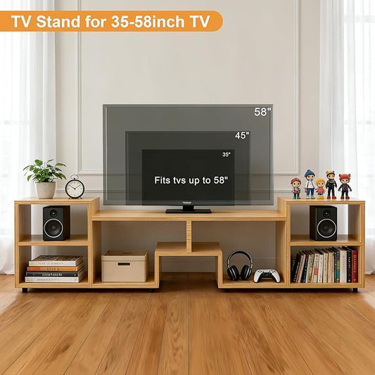 Lightdot 65 inch TV Stand, Modern Entertainment Center with Storage Open Shelf Large Capacity for Collection, Media TV Table Consoles for Living Room/Bedroom/Sofa Cabinet, Easy Assembly - Walnut