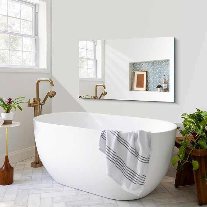 CILIBER Frameless Mirror, 24x40 Mirrors for Wall, Rectangle Bathroom Mirror for Over Sink, Frameless Vanity Mirror with Polished Edge, 3mm Tempered Glass, Hangs Horizontally or Vertically