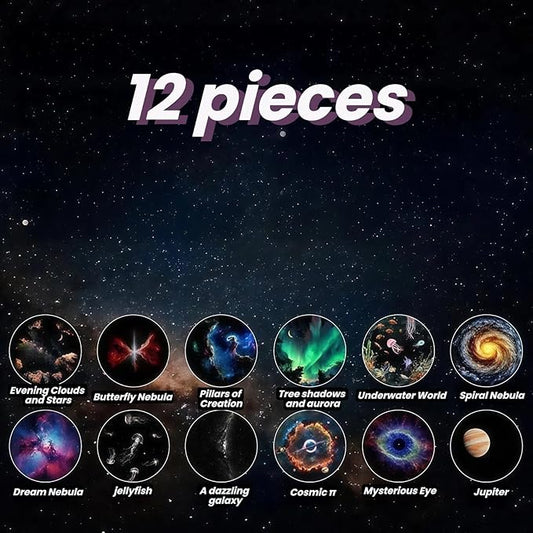 2-in-1 Galaxy Projector Night Light, USB Powered with Flexible Gooseneck & Touch Control for Bedroom, Car (12 Pieces)