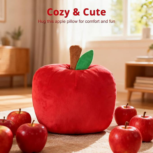 LANPU Cute Apple Shaped Plush Pillow – Soft Fruit Cushion for Couch, Sofa, or Bed, Adorable Decorative Throw Pillow for Room, Living Room & Home Decor (11 Inch, Red)