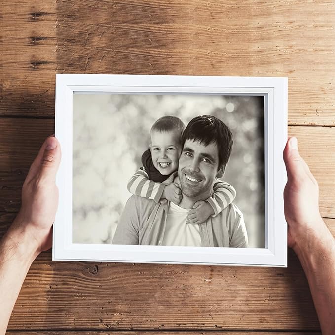 KTKDE 12x18 Wooden Picture Frame,Display Pictures 11x17 with Mat or 12x18 Without, Tempered Glass, 18 by 12 White Frame Wall Gallery Photo Frames Poster Frame best gift