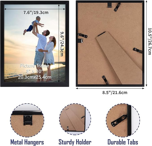 Hoikwo 18 Packs 8x10 Black Multi Plastic Picture Frames Set with Plastic Cover for Family Photos, Artwork, Light Weight Bulk 8 by 10 Frames Pack for Wall Hanging and Table, Stylish Picture Frames