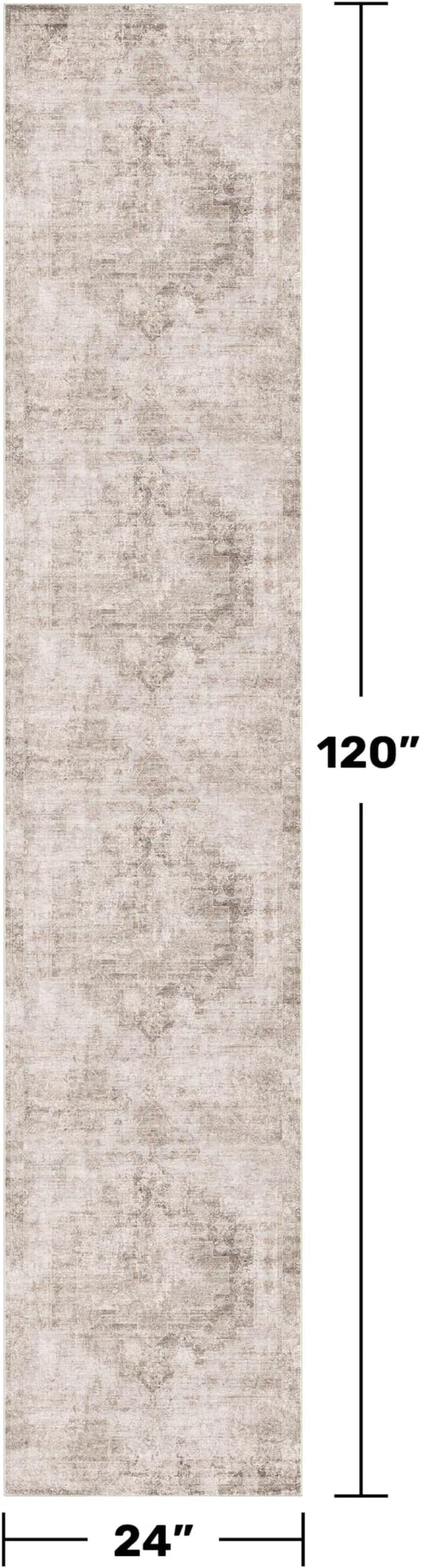 Hazo Haus Non Slip 10ft Long Hallway Runner Rug - Beige Brown 2 x 10 Runner Rug, Washable & Waterproof 2x10 Kitchen Floor Mat - Modern Abstract Design Décor