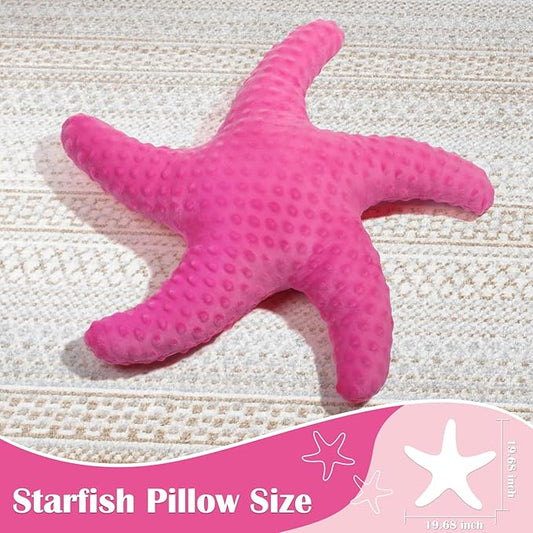 Marble Empire Starfish Pillow for Couch and Bed, Coastal Decor Throw Pillow, Ocean Beach Theme Accent Pillow for Living Room(Hotpink)