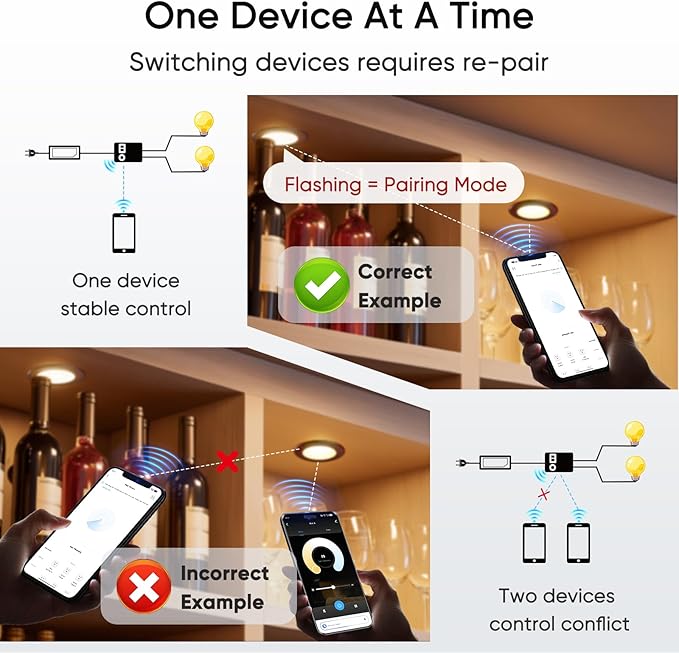 V4light Smart Under Cabinet Lights, Plug-in Puck Lighting with App, Voice & Motion Control, Dimmable 2700K–6500K, Compatible with Alexa & Google Home, Kitchen, Closet & Shelf Lighting(8 Pack)