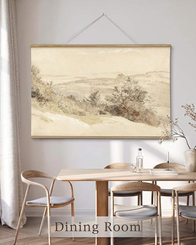 InSimSea 36x54 Extra Large Canvas Scroll Wall Art, Vintage Mountain Hill Landscape Painting Prints, Farmhouse Oversized Wall Decor for Living Room, Bedroom, Dining Room, Office