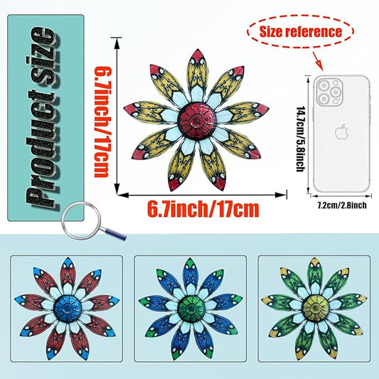 LWINGFLYER 4 Pcs Vintage Metal Wall Decor Butterfly & Flower - Rustic Farmhouse Metal Wall Art for Indoor Bathroom & Outdoor Fence Decoration (Flowers)