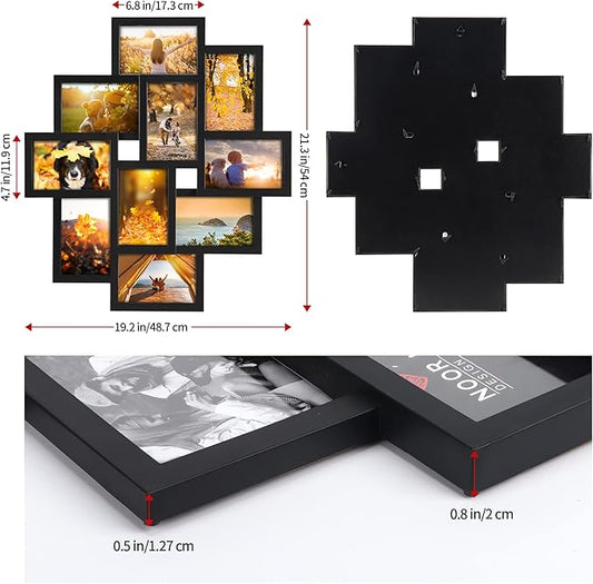 QUTREY 2 Pack 10 Opening 4x6 Collage Picture Frames Set for Wall Decor, Multiple Picture Frames Displays 4 by 6 Inch Photos,Black 4x6 Frames for Family Office Christimas Mother's Day