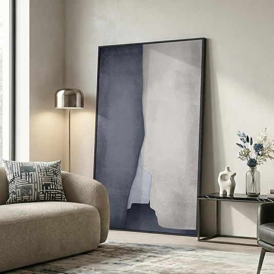 Extra Large Framed Neutral Abstract Wall Art for Living Room, 40x60 In Oversized Modern Gray and Beige Canvas Prints Paintings, Big Vertical Minimalist Pictures for Hallway Dining Bedroom Wall Decor