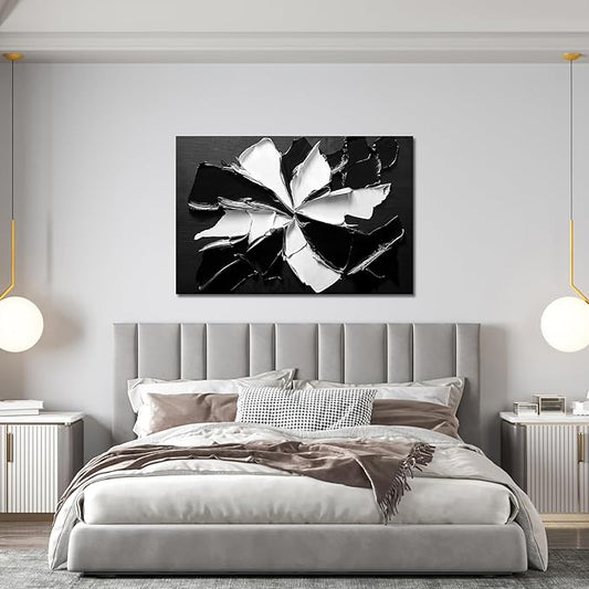 Abstract Wall Art Decor Modern Wall Art Pictures for Living Room Minimalist Black and White Wall Art Prints Abstract Canvas Art Wall Decor Flowers Artwork for Walls Home Office Decorations 24" X 36"