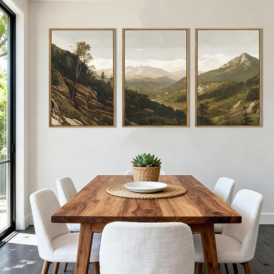 ANHUIB Mountain Wall Art Nature Mountain Ridge Wall Decor Woodland Landscape Painting 16x24 Inch for Living Room Bedroom Dining Room