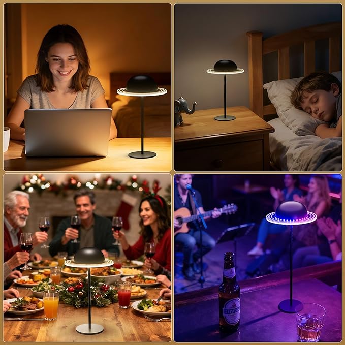 KIBTOY Cordless Table Lamps, Rechargeable Battery Operated Lamps, Touch & Remote Control, 3 CCT & RGB Colors Dimmable,Portable Small Lamp for Bedsides,Kids,Dining Room,Living Room 1 Pack