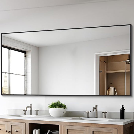 DESBING Black Bathroom Mirror for Wall, 30x60 Inch Rectangle Mirrors with Metal Frame, Modern Vanity Wall Mirror Decor for Entryway Hangs, Bathroom Living Room Horizontal or Vertical