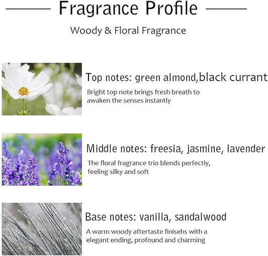 Reed Diffuser Set, Bergamot Vanilla Lavender and Jasmine Scented Oil Reed Diffusers for Bedroom Living Room Office, Giftable & Stress Relief 150 ml/5.07 oz