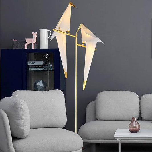 Bird Floor Lamp, 68" Bird Lamp Modern Gold Origami Swing Crane Floor Pendant Light Fixtures for Bedroom Dining Living Room