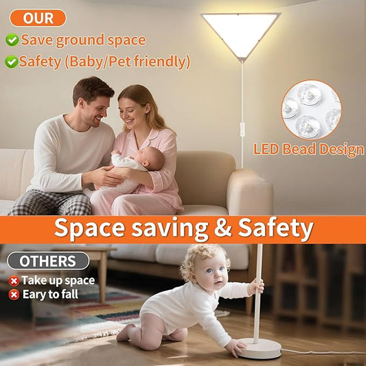 Upgraded Corner Light, 22W 2000LM LED Corner Lights for Living Room, 3000K/4000K/6000K Plug in Ceiling Lights with Switch, Lamp for Bedroom, Triangle Shape(1 Pack)
