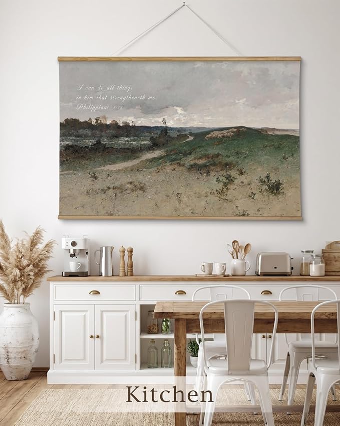 InSimSea 36x54 Large Canvas Scroll Christian Wall Art, Bible Verse Wilderness Grass Landscape Religious Decor, Inspirational Oil Painting for Living Room, Prayer Room, Church