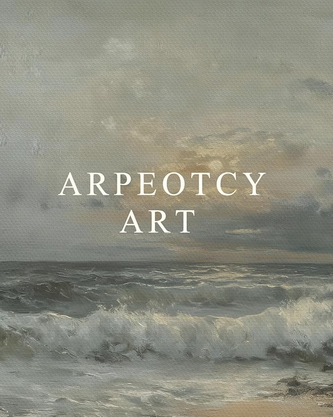 ARPEOTCY Extra Large Vintage Framed Wall Art, 36x54 Inch Sunset over the Sea Landscape Hanging Canvas Prints Scroll Wall Art Decor for Living Room Bedroom, Retro Scenery Pictures Above of Bed