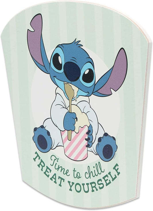 Disney Lilo and Stitch Time to Chill Treat Yourself Wood Wall Decor - Cute Stitch Ice Cream Sign for Home