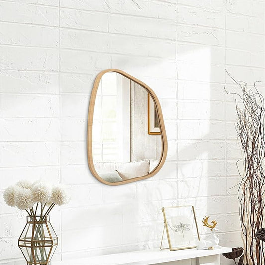 Asymmetrical Irregular Mirror Wall Mounted, Unique Vanity Mirror, Shaped Dressing Boho Mirror Decorative for Living Room, Bathroom, Bedroom, Entryway Wall Decor 14'' x 10''