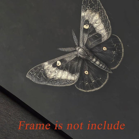 uniro Vintage Moth Wall Art Prints, Dark Gothic Insect Canvas Art Prints Painting, Antique Moody Moth Wall Art Picture for Dark Academia Wall Decor, Halloween Room Decor - (8" x 10"-UNFRAMED)