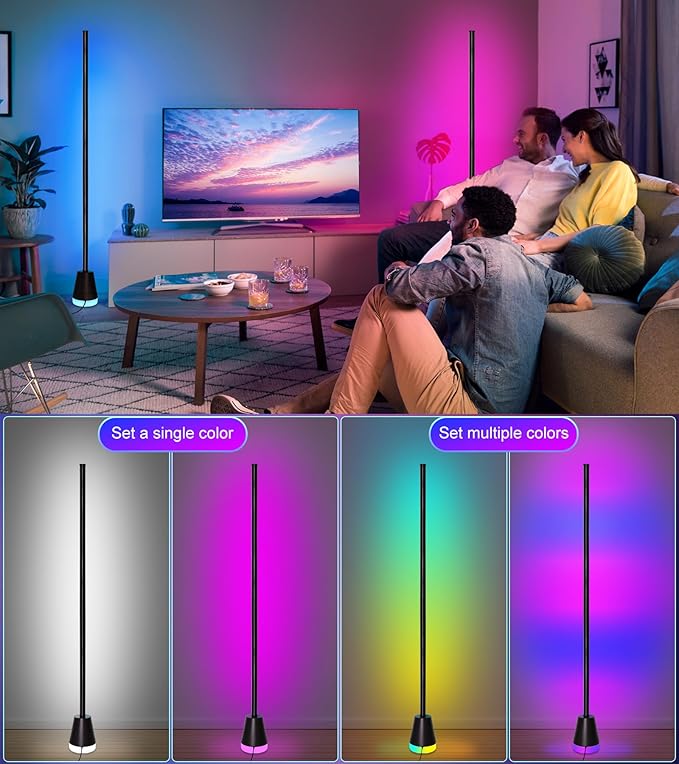 Ericlin 2Pcs Corner Floor Lamp,Smart RGB LED Corner Lamp with App and Remote Control,16 Million Colors & 68+ Scene,Music Sync,Timer Setting,Ideal Standing Lamp for Living Rooms,Bedrooms,Gaming Rooms