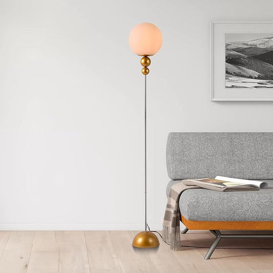 DEC LUCE DECOLUCE LIGHTING Modern Floor Lamps for Living Room, Globe Glass Shade Floor lamp for Bedroom, LED Standing lamp for Office, Corner