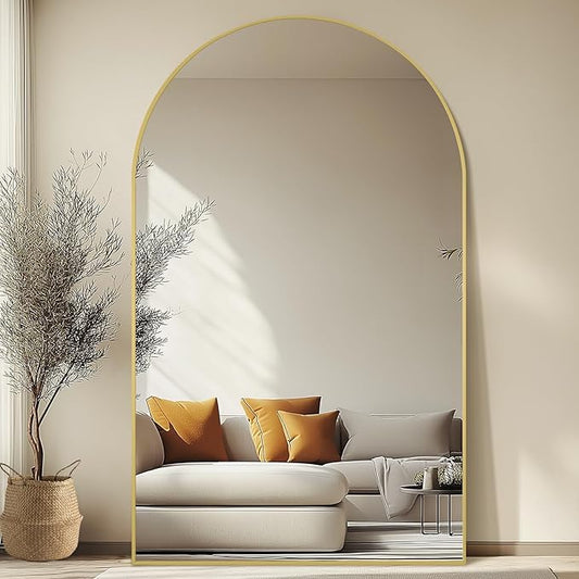 MELOMOIR Arched Full Length Mirror, 44"x72" Oversized Floor Mirror Freestanding, Large Full Body Mirror for Bedroom Living Room, Gold Mirror Full Length with Tempered Glass, Wall Mirror Full Length