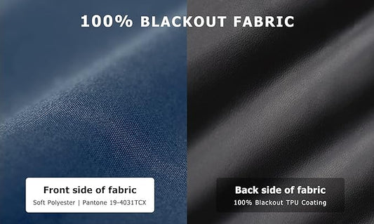 LazBlinds 100% Blackout Door Curtain, No Tools No Drill Cordless Blinds for Windows, Thermal Insulated UV Protection Privacy Curtains for French Door Front Door(26''W x 68''H, Navy Blue, 1 Panel)