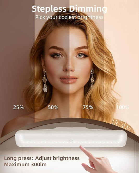 EZVALO Wireless Vanity Lights for Mirror, Rechargeable Makeup Light with 3 Color Modes, Touch Control, Adjustable Angle, Cordless Dimmable Mirror Light for Bathroom, Shave, Women Gift (1 Pcs)