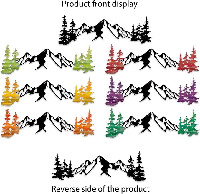 Yuzhuo Metal Mountain Wall Art Decor, Mountain Forest Silhouette Art Suitable for Living Room Bedroom Indoor Outdoor Garden Home Decoration (Green, 34.5L x 11W)