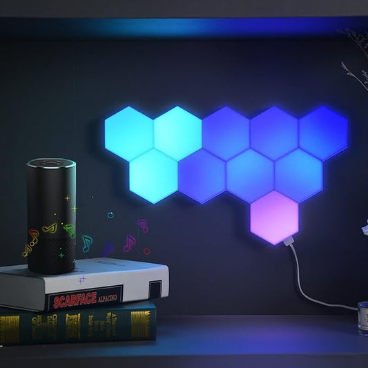 Yescom APP Control 19 Pack Smart LED Light Panels Hexagon Smarter Expansion Kit 16 Million Color Changing Compatible with Alexa Google for Home&Gaming Room Decor