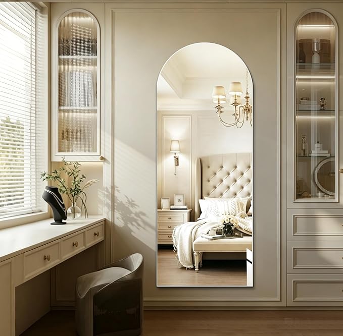 Niccy 61"×24" Frameless Arched Full Length Mirrors, Long Wall-Mounted Mirror for Living Room, Large Full Body Floor Mirror, Explosion-Proof Tall Hanging-Mirror for Bathroom Bedroom Entryway Decor