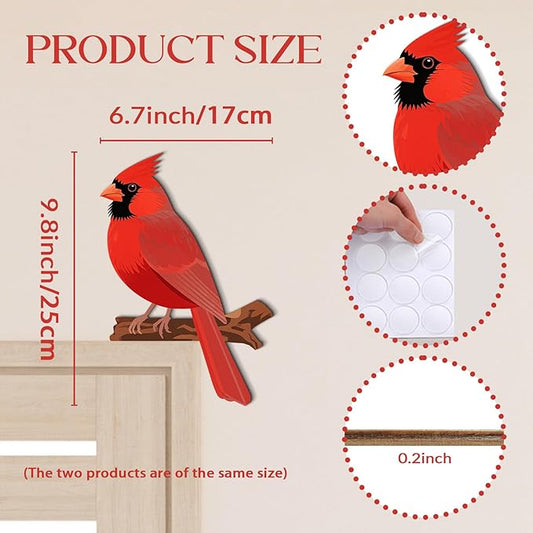 COLOR VALLEY ART Cardinal Door Topper Wall Decor, Wooden Branch Design, 9.8 x 9 inches, Hummingbird Corner Frame Decoration (2Pcs Hummingbirds)
