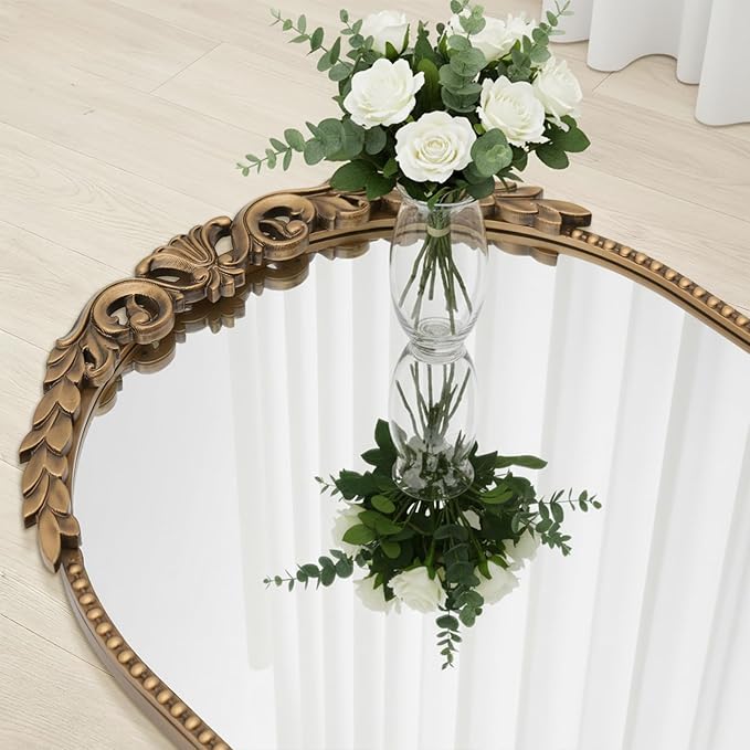 Besdomus Vintage Full Length Mirror: 56"x 21" Large Gold Floor Mirror - Traditional Ornate Baroque for Bedroom/Cloakroom/Entryway/Hallway - Home Decor for Living Room