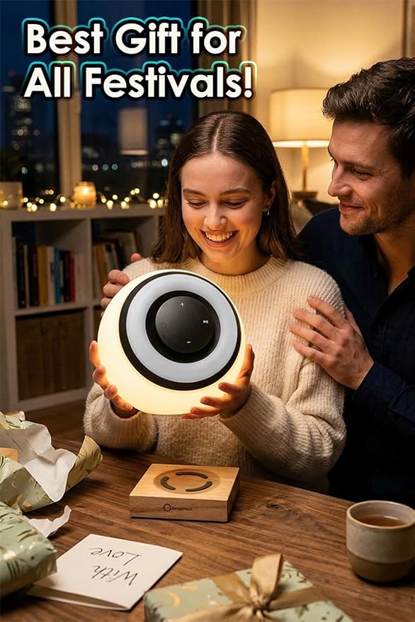 CLSA Bluetooth Speaker Table Lamp, Dimmable Desk Lamp & Night Lamp with Touch Control, Portable LED Ambient Light with Wooden Base, Ideal for Bedroom, Living Room – Desktop or Wall Mountable