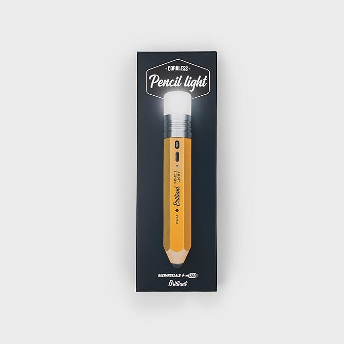 Suck UK - Pencil Light | Table Lamp & Rechargeable Lamp | Desk Accessories & Desk Lamps Office | Cordless Lamp & Bedside Table Lamp | Tables for Bedroom & Office Accessories | Yellow