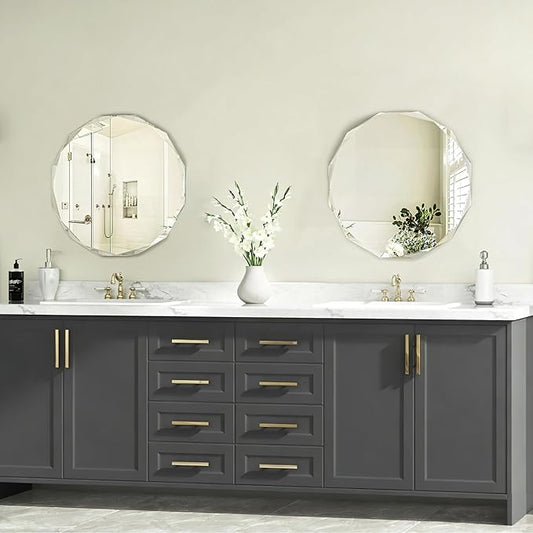 Bathroom Mirrors for Over Sink, Round Frameless Mirrors for Wall, 20x20 Inch Beveled Bathroom Mirror, Bathroom Vanity Circle Mirror for Bedroom Living Room Entryway Home Decor
